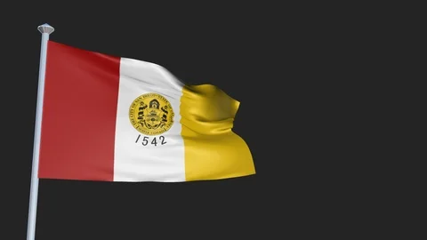 San Diego California - Loopable 3D flag animation with Alpha Channel and Tran Stock-Footage 91053075