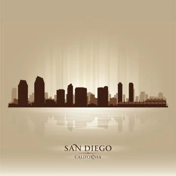 San diego california skyline city silhouette Stock Illustration