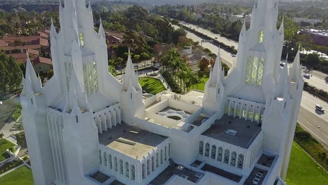 San Diego - California Temple - Drone Video Stock Footage