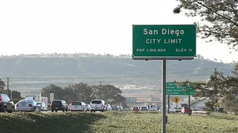 San Diego City Limit Sign Stock Footage