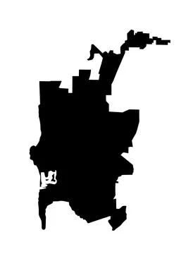 San Diego city map vector silhouette illustration Ilustração Stock