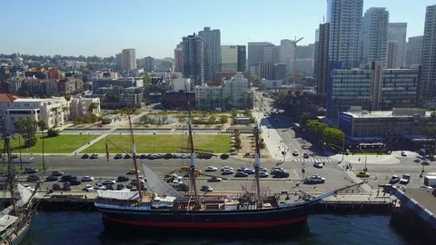 San Diego Downtown - Drone Video Stock Footage