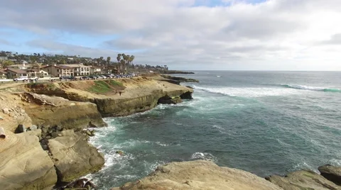 San Diego Drone Sunset Cliffs Rise Stock Footage 62355613