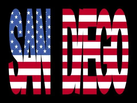 San diego with flag Stock Illustration