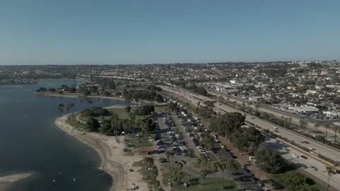 San Diego freeway along Pacific Ocean Stock Footage 194469990