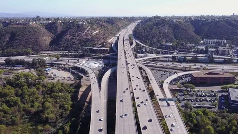 San Diego Highway 805 and I-8 - Drone Video Stock Footage