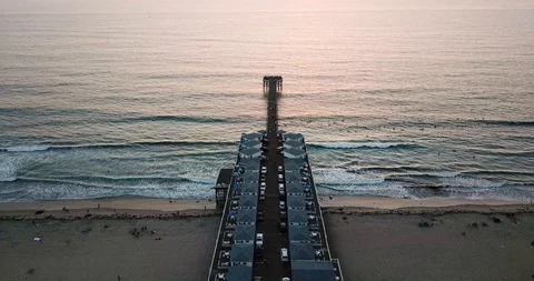 San Diego Pacific beach dock aerial view, USA west coast Stock Footage 101146355