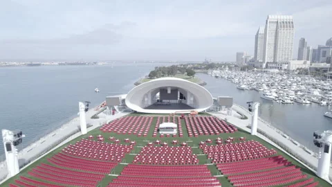 San Diego Rady Shell at Jacobs Park Increasing Altitude Stock-Footage 206719301