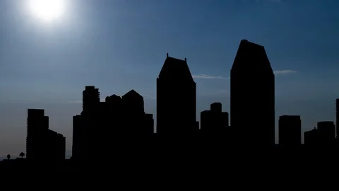 San Diego Skyline: Time Lapse at Sunset wih Colorful Sky and Skyscrapers, USA Stock Footage 113681798