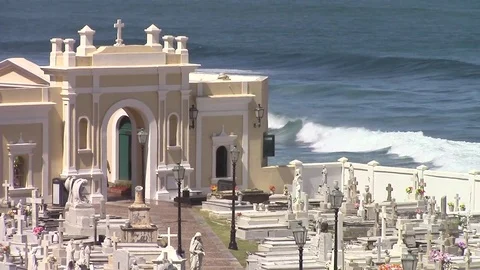 San Felipe del Morro Fortress & Cemetery, San Juan, Puerto Rico, USA Stock Footage