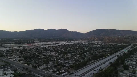 San Fernando Sunset Freeway Passing Overhead Shot Video stock 137212677