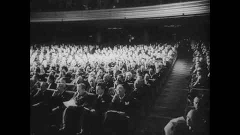 SAN FRANCISCO - 1945: Delegates Fill Sloped Auditorium Rows Video stock 342856436