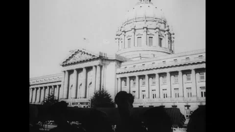 SAN FRANCISCO - 1945: Domed Classical Civic Building in San Francisco Stock Footage 342856450