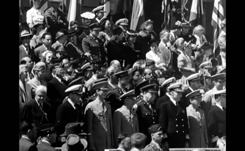 SAN FRANCISCO - 1945 - General Jonathan Wainwright and military officers salute Stock Footage 308102531