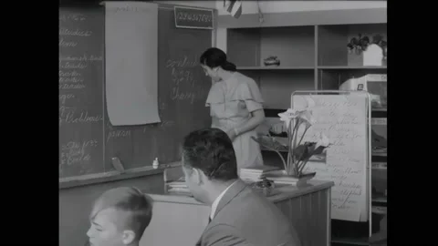 SAN FRANCISCO - 1952 - Elementary school children begin the process of writing a Stock Footage 288009063
