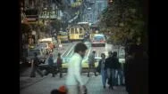 San Francisco - 1976: Cable Car In A Crowded Street Stock Footage