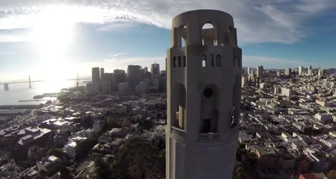 San Francisco Aerial shots. Coit Tower at sunset. Best for color grading. Stock Footage 52962453