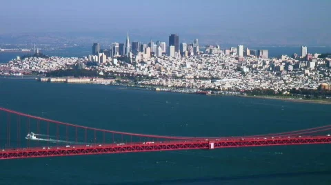 San Francisco and Golden Gate Bridge Stock Footage