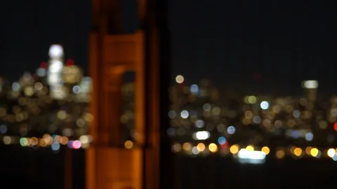 San Francisco background night loop with Golden Gate and twinkling lights. Stock Footage 125611907