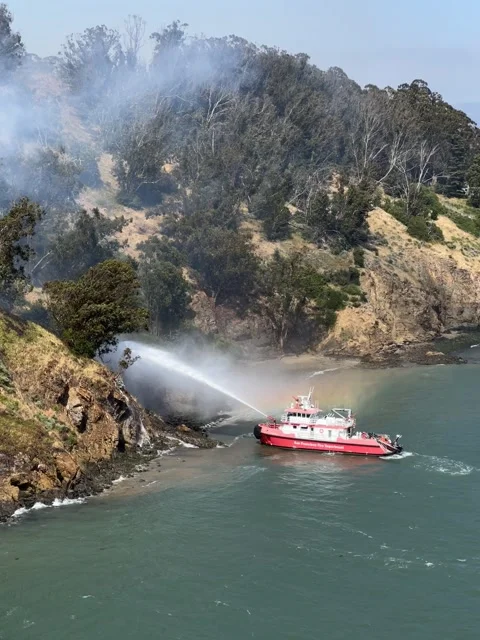 San Francisco Bay Bridge brush fire lower deck stoppage. May 18th, 2024. 스톡 동영상 275623053