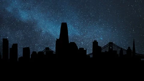 San Francisco Bay, Time Lapse by Night with Stars and Milky Way, USA Stock Footage 249872001