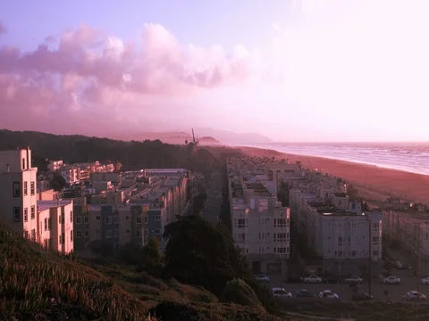 San Francisco beach sunset Stock-Footage 76333404