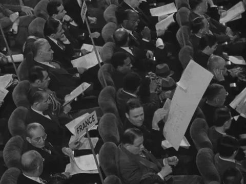 San Francisco, CA - 1945: Delegates in audience at San Francisco Conference Video stock 229797813
