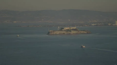 San Francisco, CA - Dec 10, 2024: Wide shot of Alcatraz Island Stock Footage 333576037