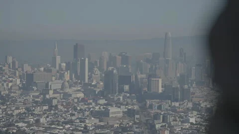 San Francisco, CA - Dec 10, 2024: Wide shot financial district, wall foreground Stock Footage 333576082