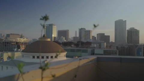 San Francisco, CA - Dec 16, 2024: Wide shot of synagogue with financial district Stock Footage 333580293