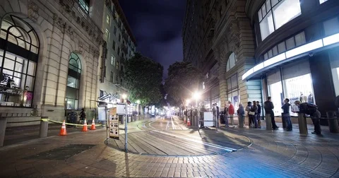 San Francisco, CA, USA - Cable Car Turnaround after sunset - Timelapse Stock Footage 75279127