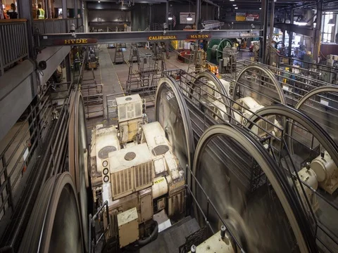 San Francisco, CA, USA - Cable Car Museum - Timelapse pan right Video stock 75285964