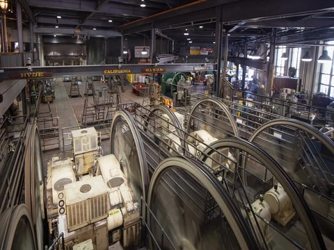 San Francisco, CA, USA - Cable Car Museum - Timelapse pan left Stock Footage 75285968