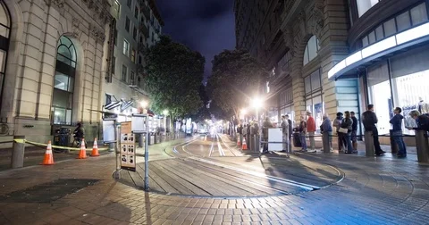 San Francisco, CA, USA - Cable Car Turnaround - Timelapse zoom out Stock Footage 75286176