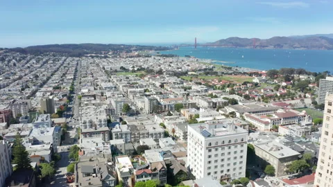 San Francisco, CA, USA. Dense sections of residential houses by the Bay Area Stock Footage 148060737