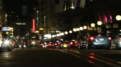 San Francisco Cable Car at Night Stock Footage