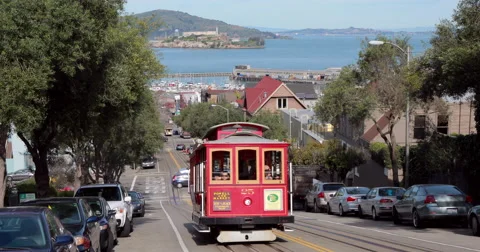 San Francisco cable car trolley Stock Footage