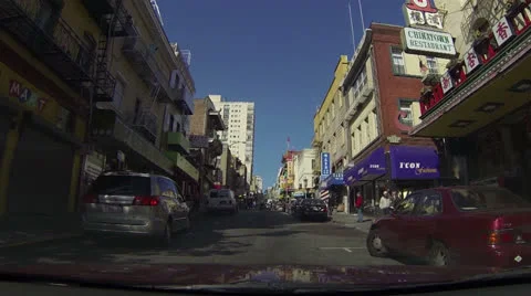 San Francisco China town urban driving POV HD 011 Stock Footage