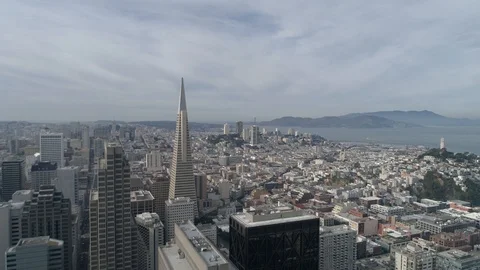 San Francisco City Line Aerial Footage Financial District 4K Stock Footage