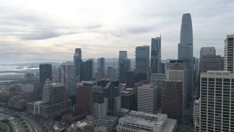 San Francisco City Line Aerial Footage Financial District 4K Stock Footage