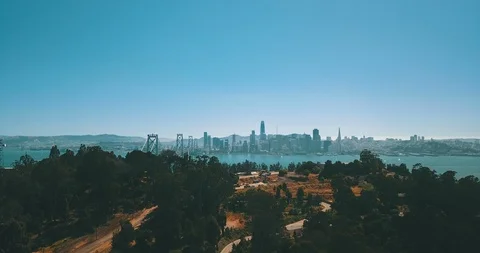 San Francisco city view from Treasury Island Stock Footage