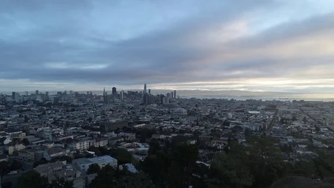 San Francisco Cityscape Reverse Flight Over Cliff Stock Footage 82365920