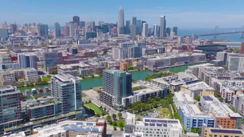 San Francisco Downtown Aerial Pullback Over Financial District and City Streets Stock Footage 335343253