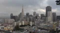 San Francisco Downtown Skyline Aerial, Foggy Day Sunset, Transamerica Pyramid HD Footage