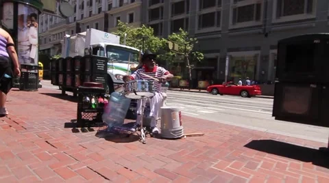 San Francisco drummer Stock Footage 56331983