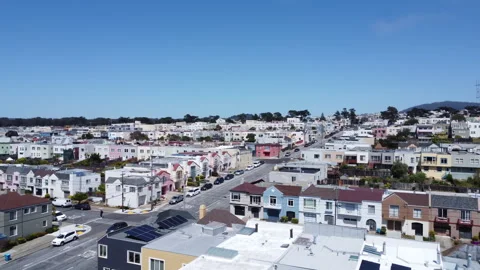 San Francisco Ocean Beach Sunset District drone view of houses 4k 動画素材 241537853