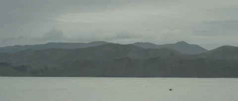 San Francisco Ocean Golden Gate Cloudy Kayak Hills Mountain Landscape Red One 4k Stock Footage 12340802