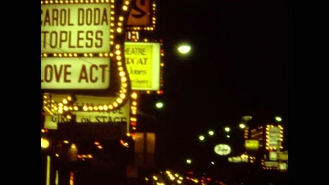 San Francisco red light district sign in 70's Stock Footage 188068009