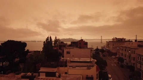 San Francisco red sky Stock Footage