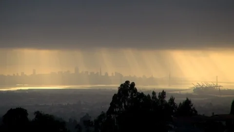 San Francisco Skyline During Sunset Stock Footage